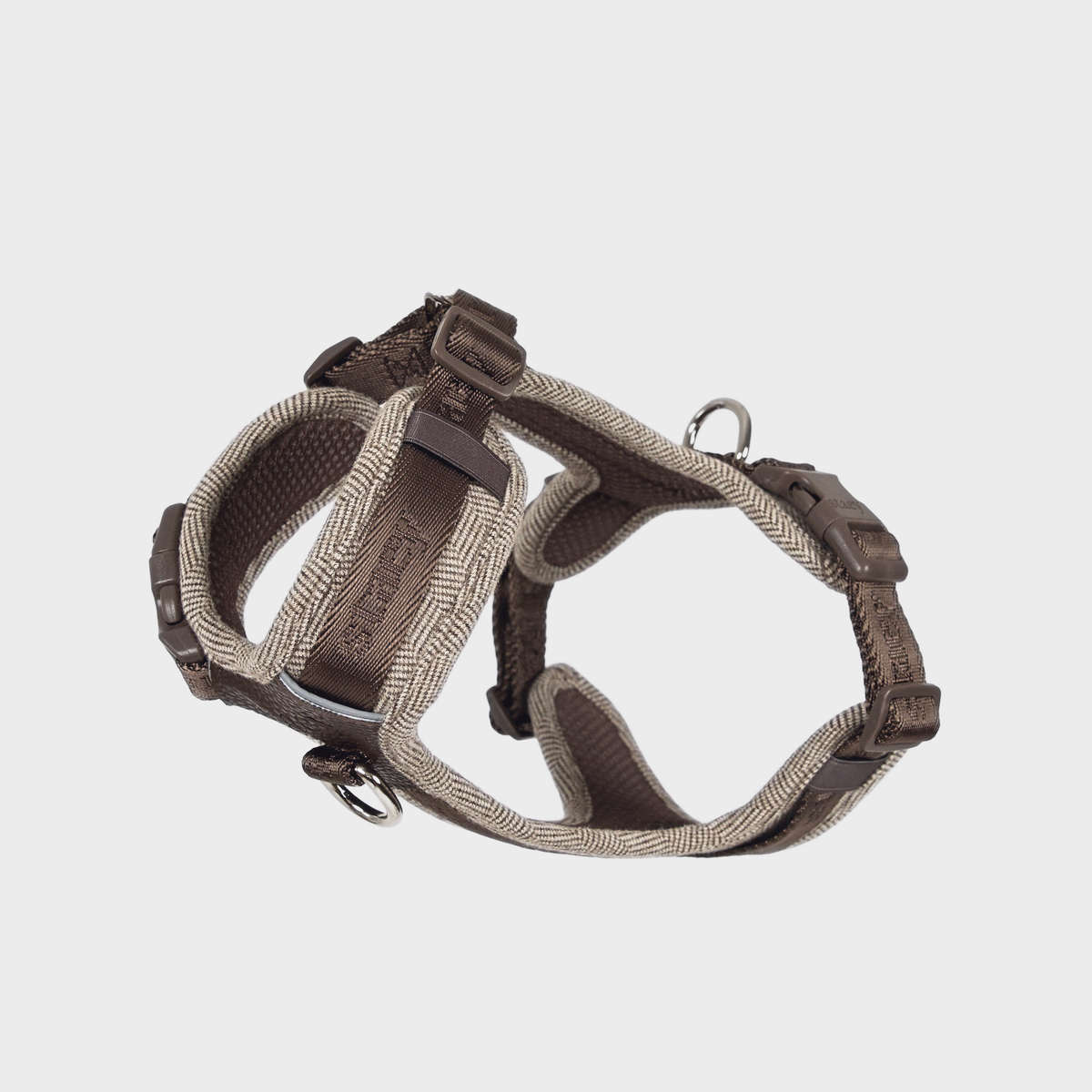 Harnais pour chien Numa, couleur Mocca, avec bordure en corde tressée et anneau en D en acier