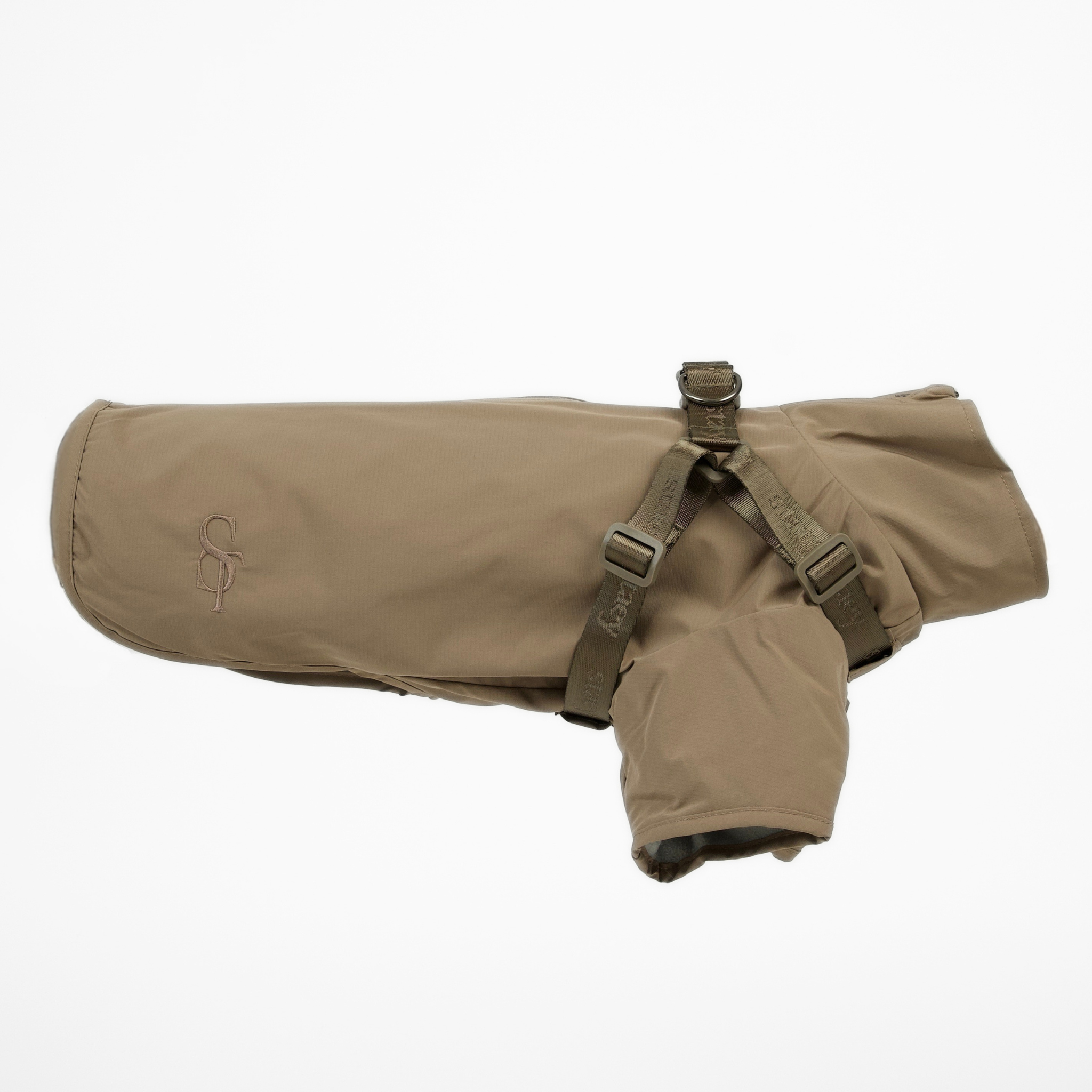 Imperméable pour chien Leva avec harnais | Taupe