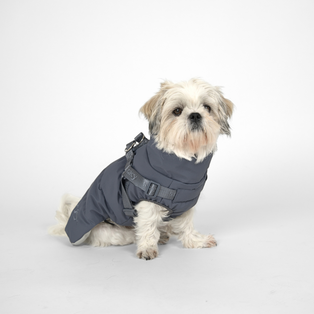 Vera Dog Coat w. Harness | Dusty Blue