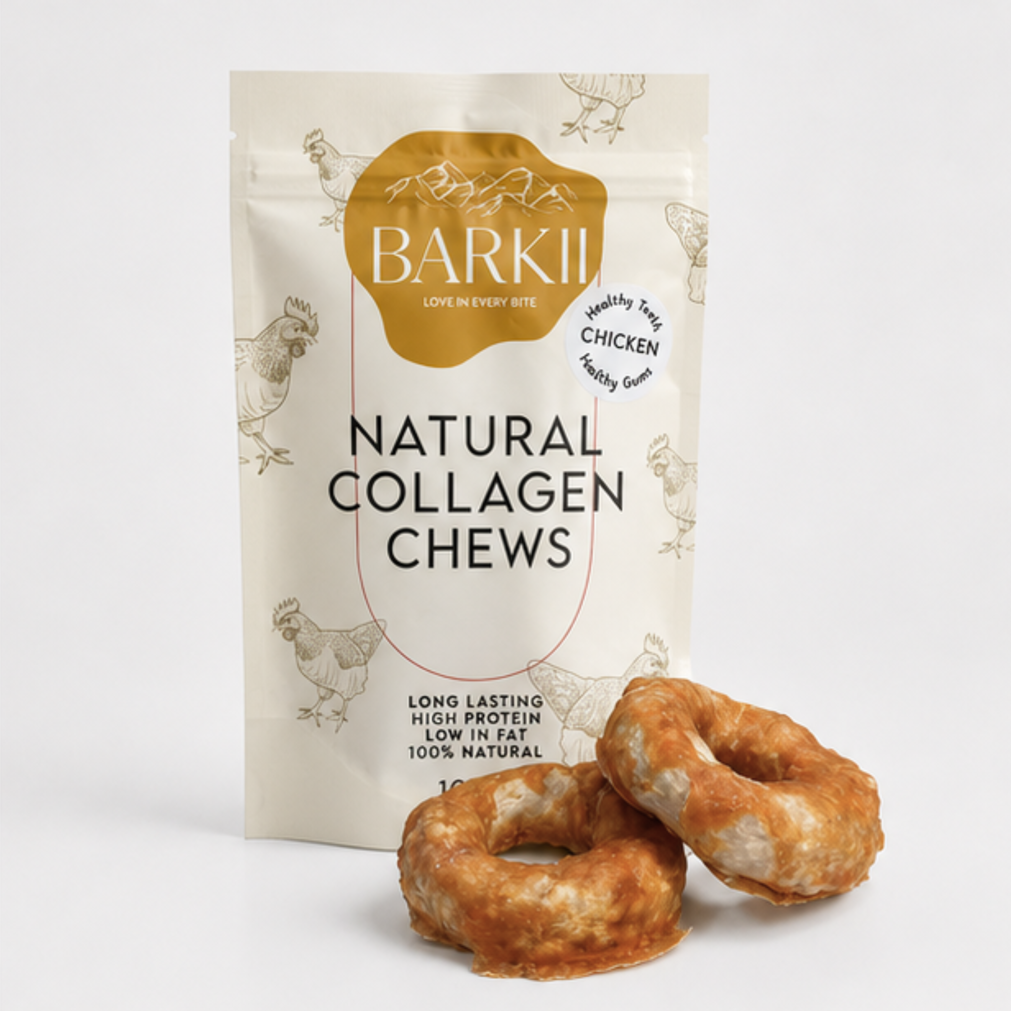 Barkii Donuts à mâcher au collagène | Poulet | 100 g.