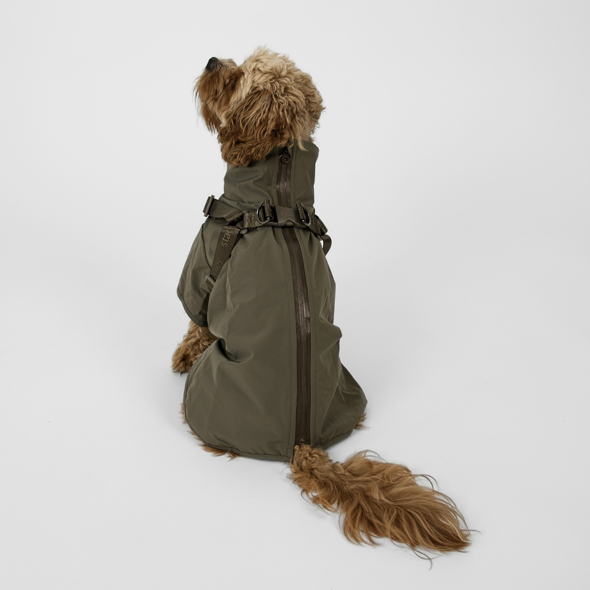 Imperméable doudoune harnais pour chien | Moss green