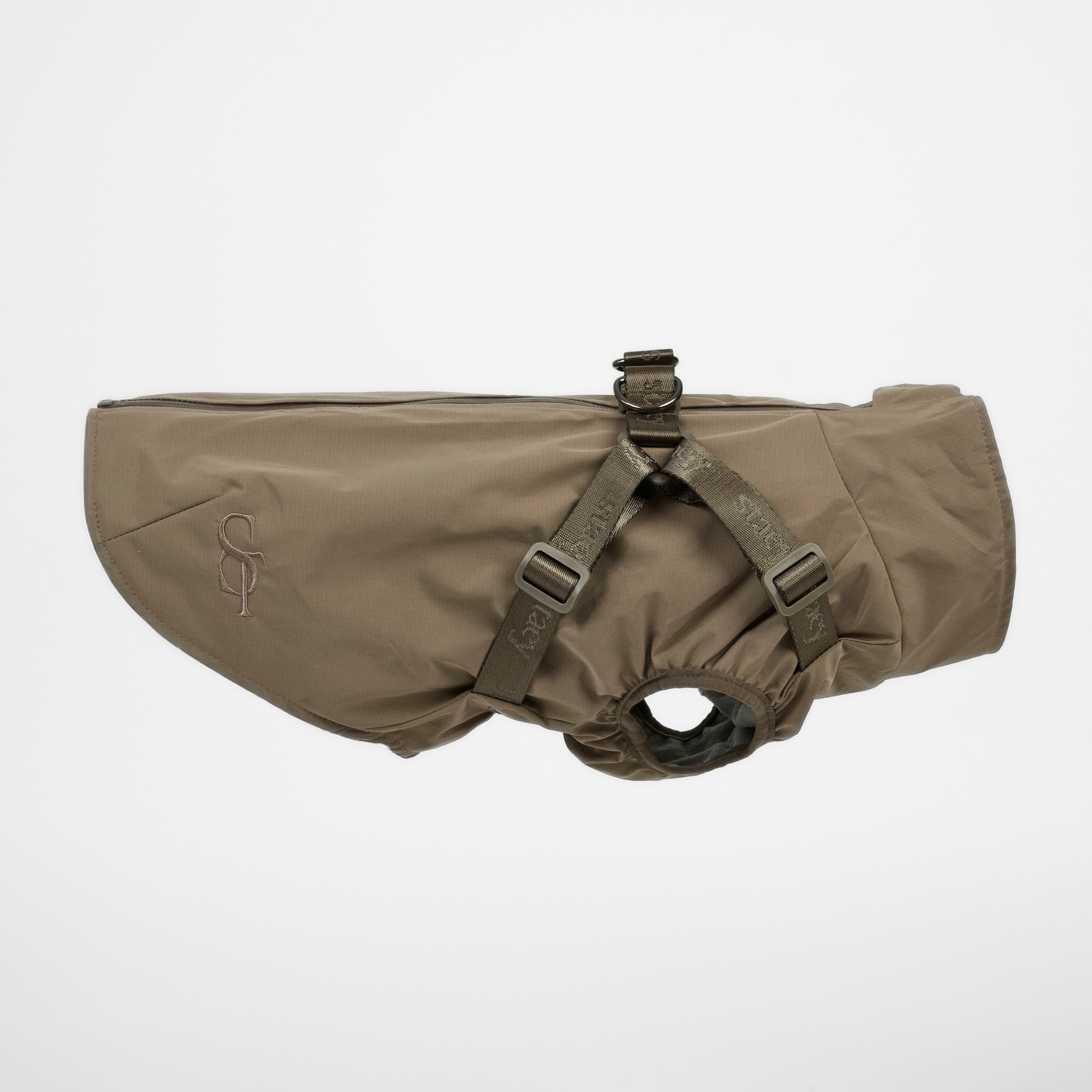 Manteau imperméable pour chien Norma avec harnais | Taupe
